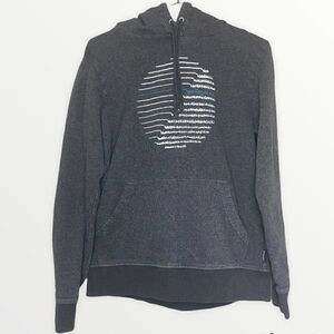 Patagonia Grey Organic Cotton Wave/Logo Print Sweater Hoodie Size Small